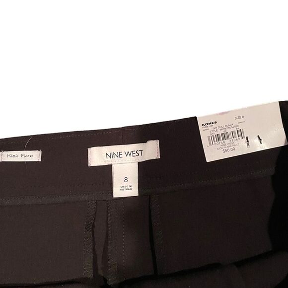 Brand New Nine West Kick Flare High Rise Suiting Pants size 8 in Dull Black - Picture 6 of 10